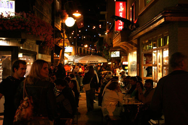 Main street of Zermatt at night