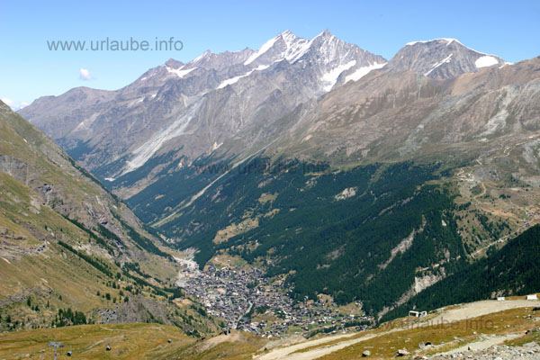 View from the Schwarzsee down to Zermatt